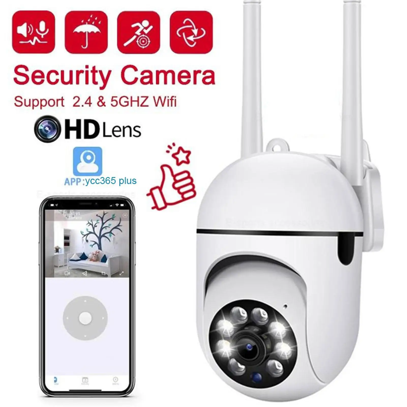Wi-Fi Камера в помещении | HD 2548x1536p Камеры домашней безопасности Беспроводной Наружный | Водонепроницаемый мобильный телефон Изображение 2